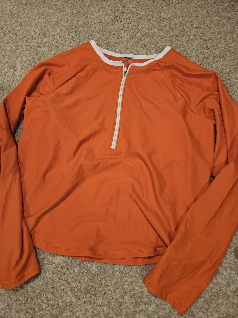 Old Navy Orange Zip-Front Long Sleeve Rash Guard Swim Shirt